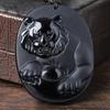 Zodiac Animal Pendant Necklace (Tiger) Made from Natural Obsidian Power Stone, Bella Jade