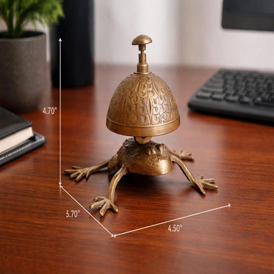 Brass Frog Desk Bell Hotel Service Call Bell Collectible Decor