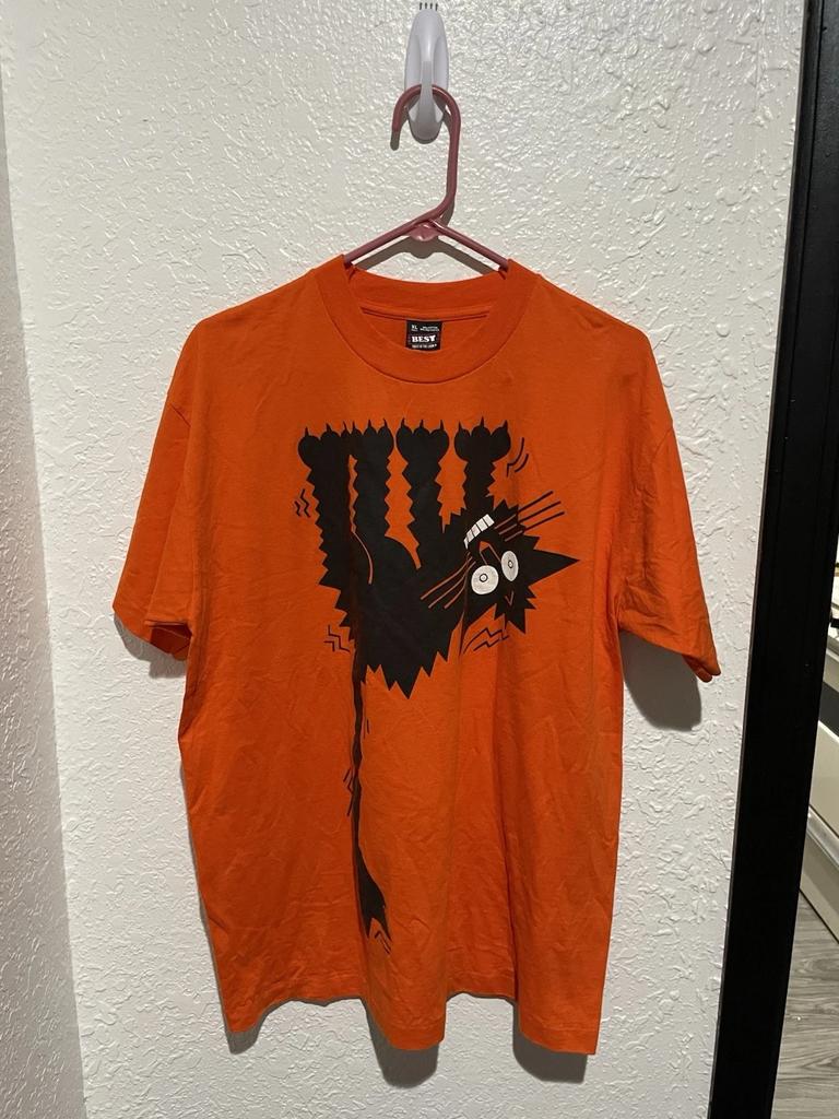 Koszulka z kotem z lat 90. z pojedynczym szwem Halloween Rozmiar XL