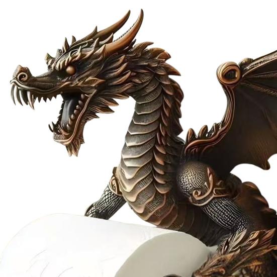 Dragon Tissue Roll Dispenser Decorative Toilet Roll Holder Wall Mounted Paper Holder for Bathroom And Kitchen Dragon Lovers Gift