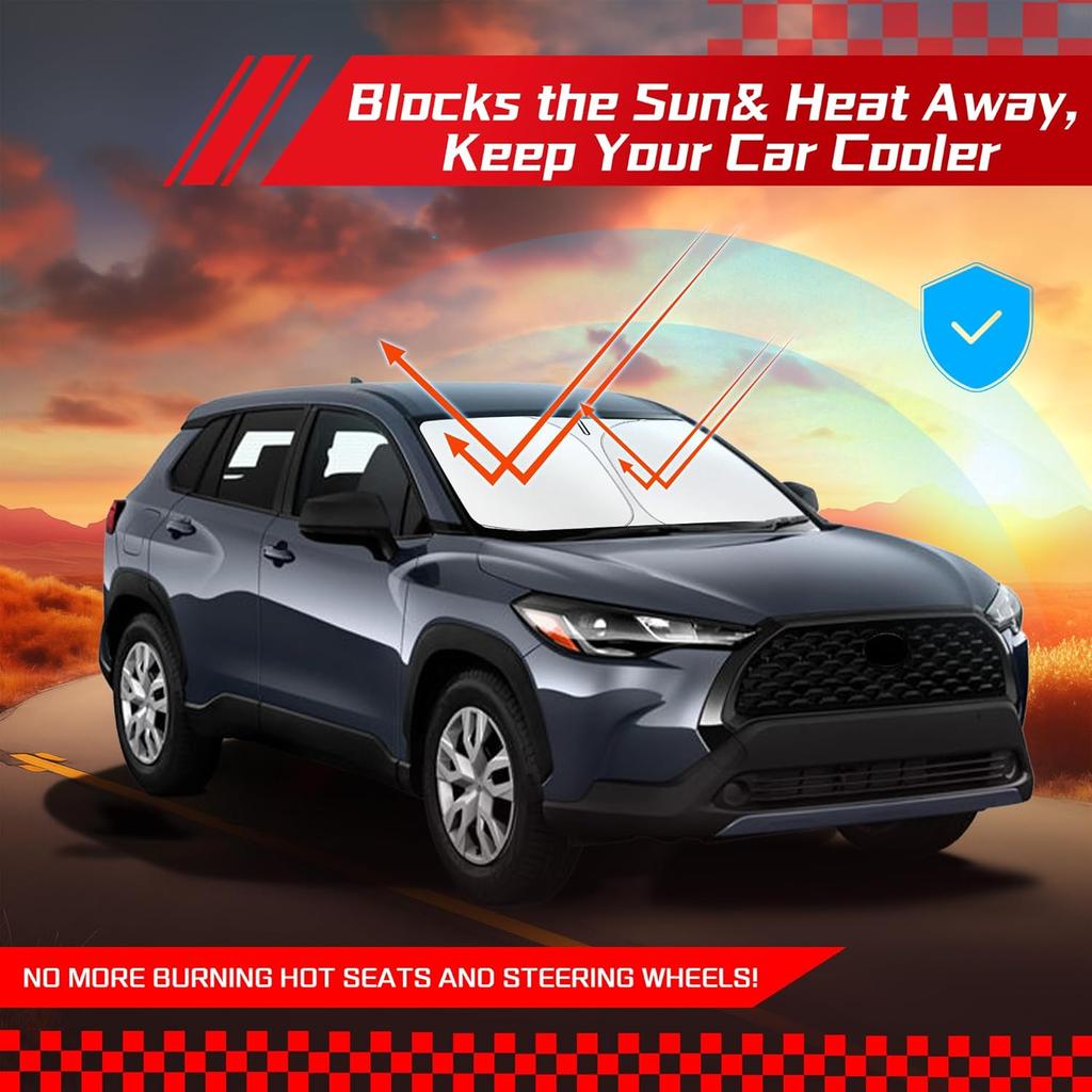 ARISMOTOR Windshield Sun Shade For Toyota Corolla Cross -2025 2026,  Fit Foldable Front Window Sunshade Sun Visor Protector, Block UV Rays Keep Your