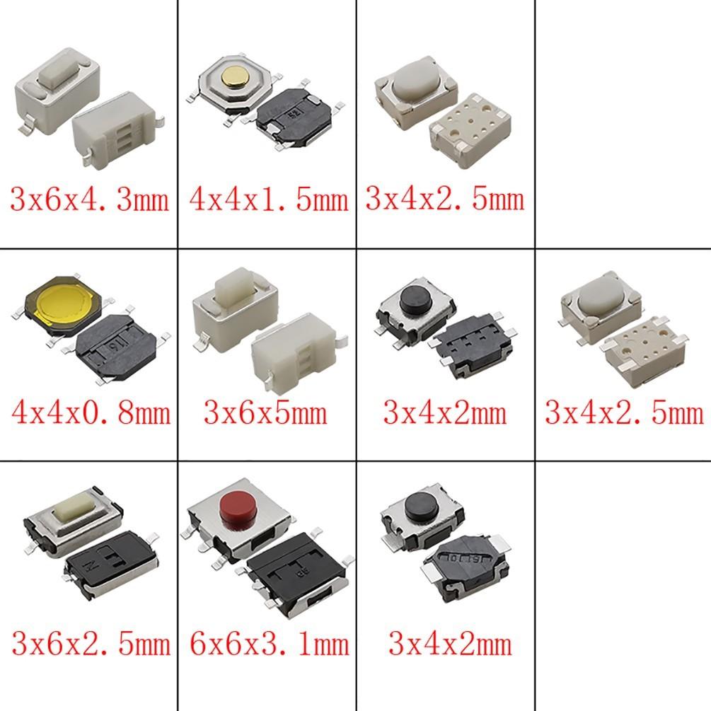 250 Stück Taktile Drucktastenschalter Momentan-Takt Für SMD 10-Werte-Kit