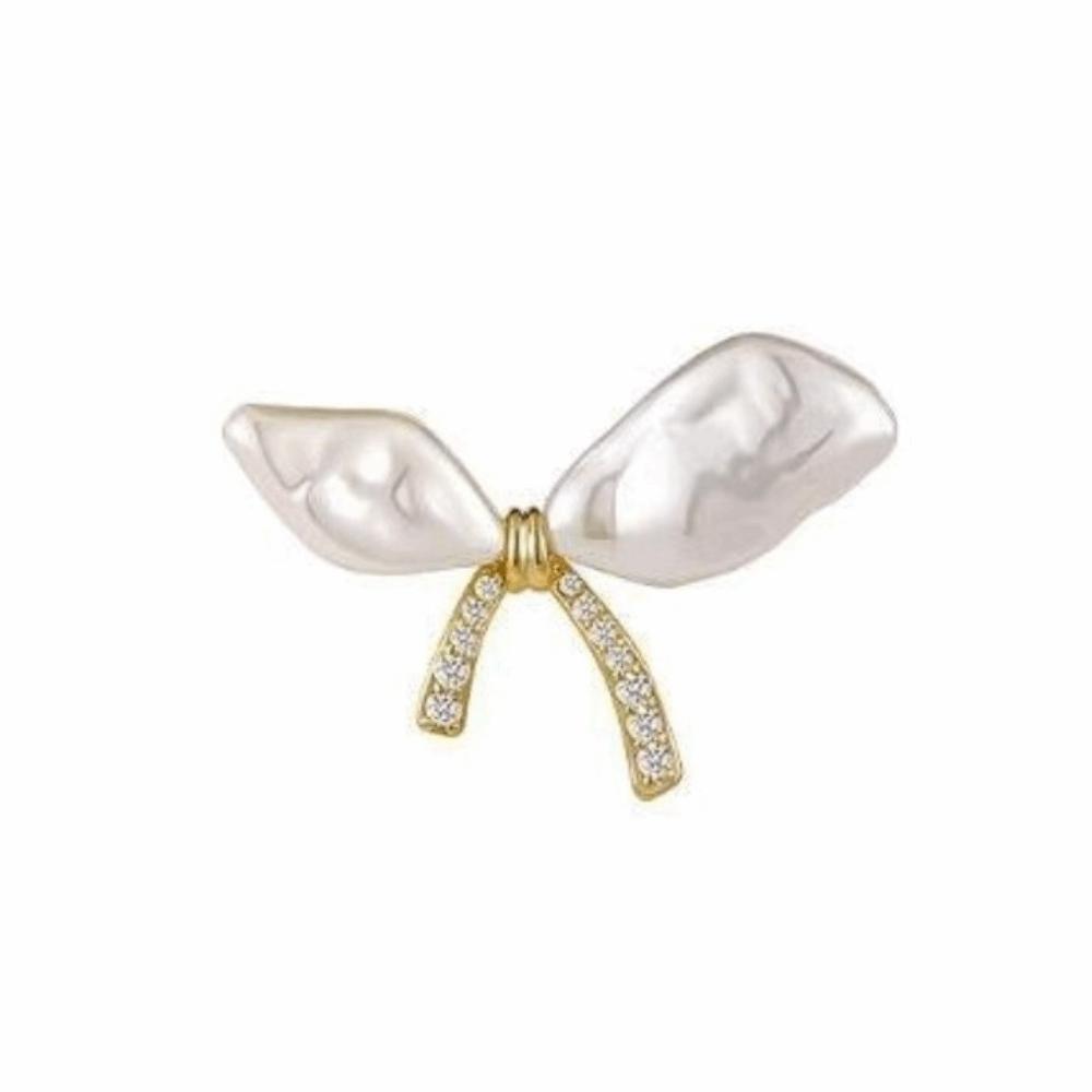 Gold Tone Pearl Brooch Pearl Like Lapel Pin Versatile Butterfly Brooch Dresses