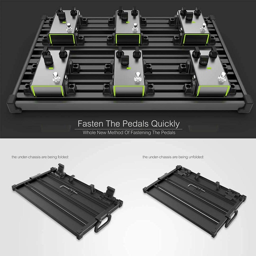 GUITTO Guitar Effector Board Pedal Board Clamp Block Fixed Effect Pedal Board Aluminum Alloy with Ultra Light Carrying Bag (Large)