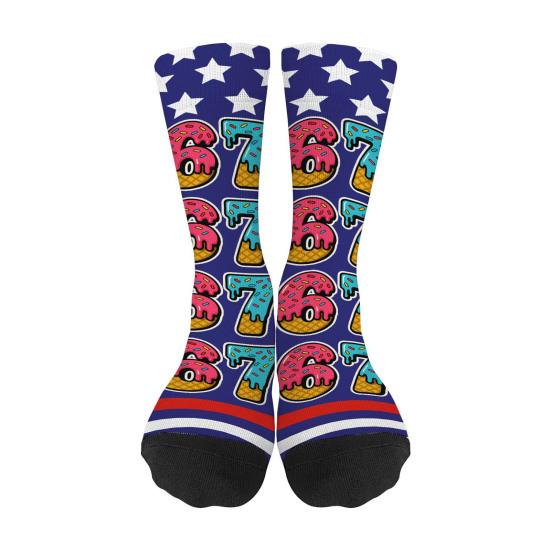 Skarpetki baseballowe Mason 67 Śmieszne kapiące kremy Sześć Siedem Skarpetki Elastyczne Kolorowe Skarpetki Prezent na Urodziny Boże Narodzenie dla Kobiet Przyjaciół