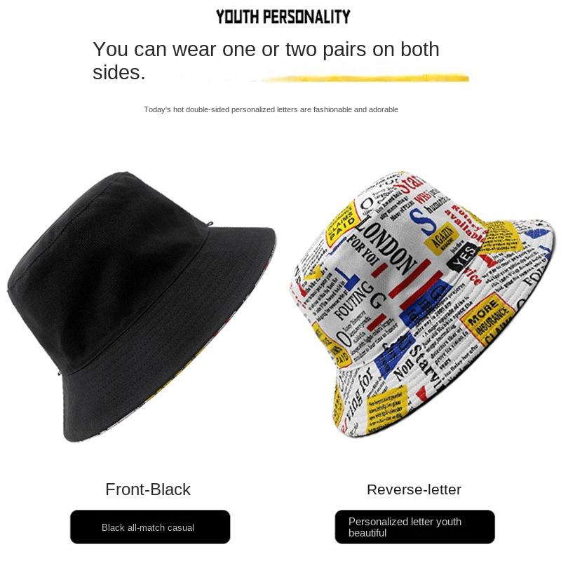 Reversible Fisherman Cap Big Head Bucket Hat Double-Sided Wear Outdoor plus Size Adjustable 56-64cm for Men And Women