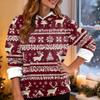 Women's Fashion Casual Long Sleeve Christmas Printed Hooded Sweatshirt