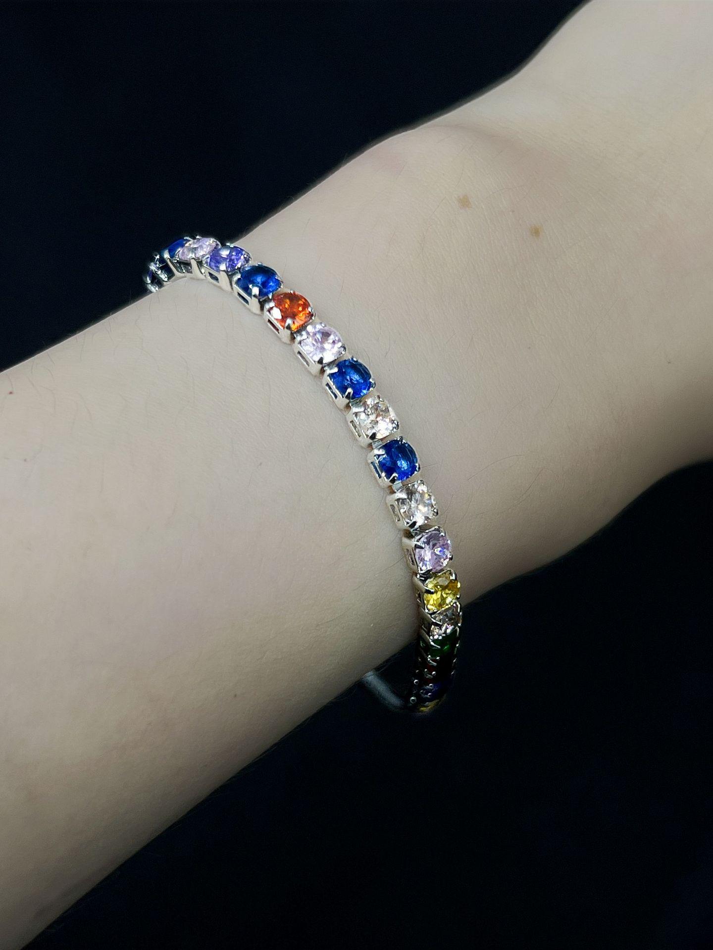 

Elegant Women’s Colored Zircon Gold-Plated Tennis Bracelet