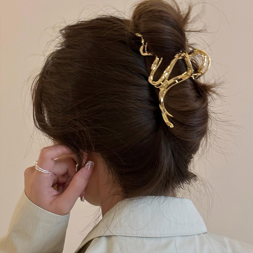 Liquid Metal Lines Large Grab Clip Hair Volume Multi-Disc Hair Shark Clip 2025 Temperament Hairpin