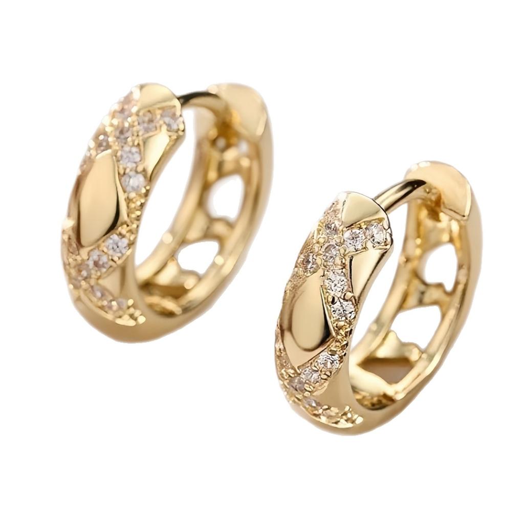 Fashionable and Versatile Plain Hoops Ins Style Irregular Hollow Print Design Trendy Earrings