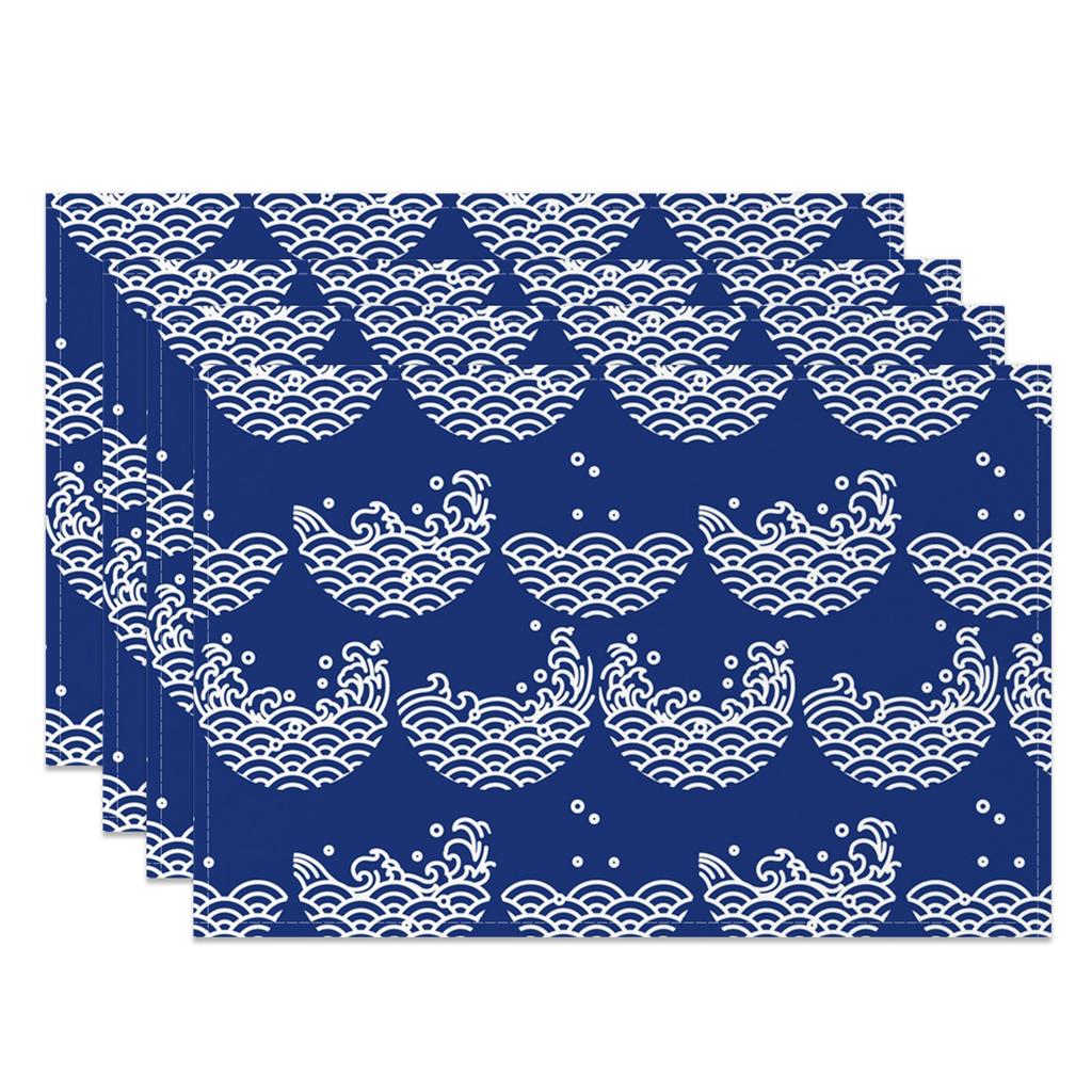 Chinese Blue White Cloud Table Mats Zen Style Cloud Motif Inspired Placemats Waterproof Heat Resistant Dining Decor for Kitchen