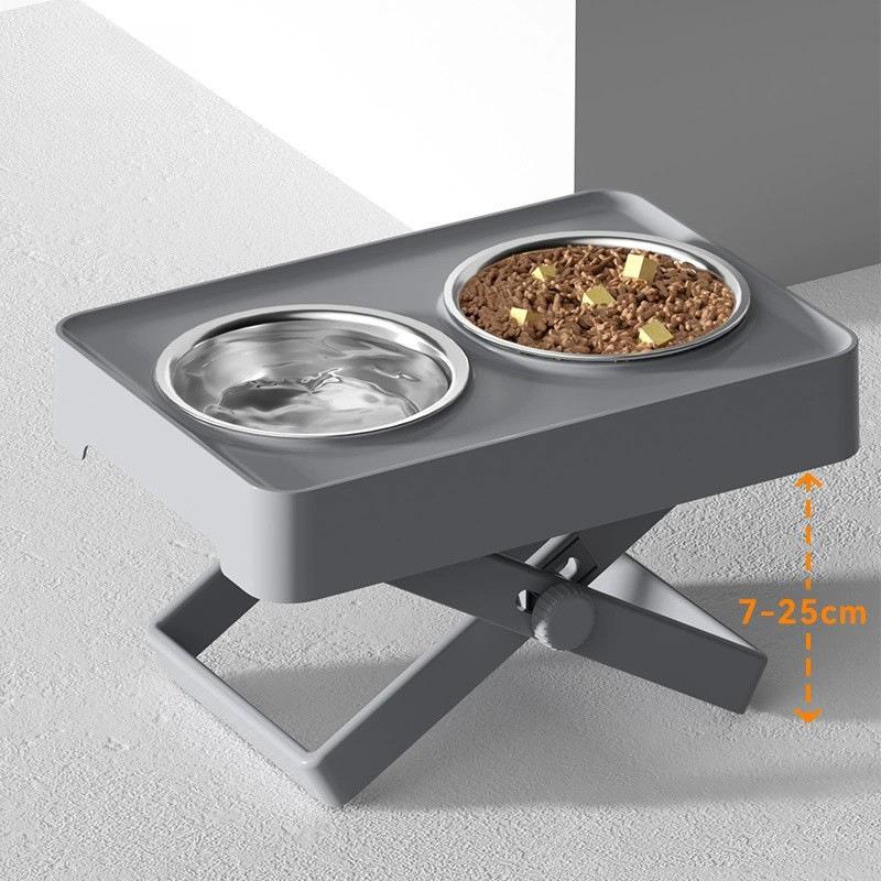 

Pet Dog Bowl Neck Protection Dogs Bowl Adjustable Holder Stainless Steel Feeding Watering Bowls Large Dogs Accessories Feeder серый