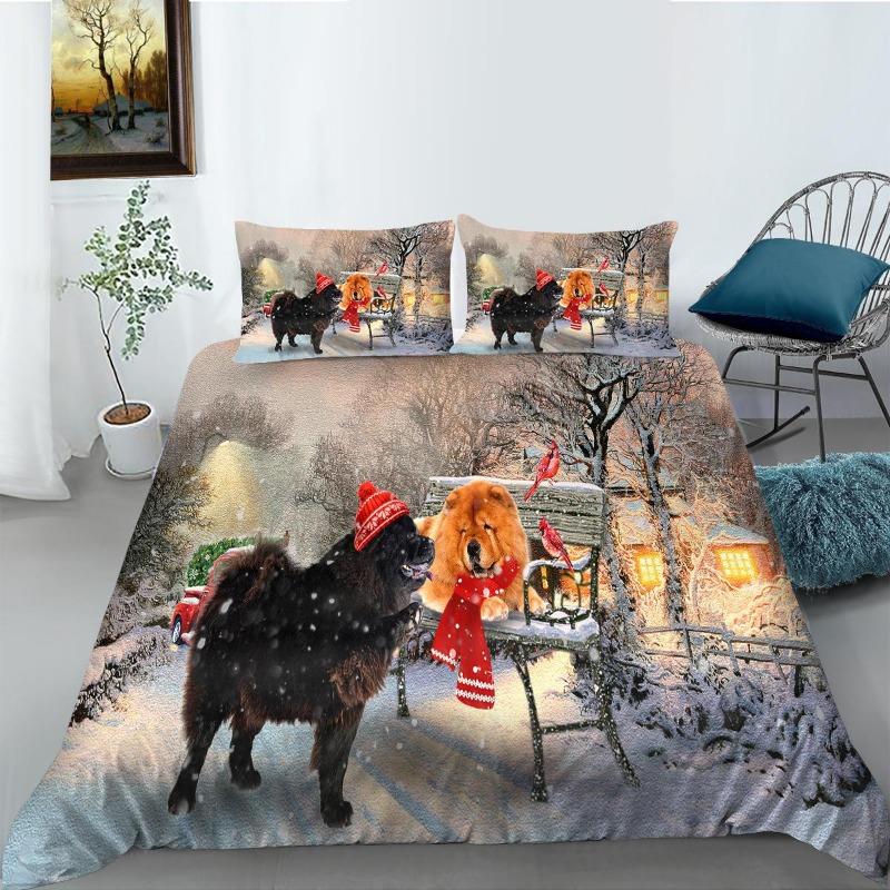 Luxury Down Duvet Cover Pillowcase Pet Dog Pattern Bedding Set Single Bed/double Bed/super Large Bed Size Ultra-fine Fiber Quick Drying Material