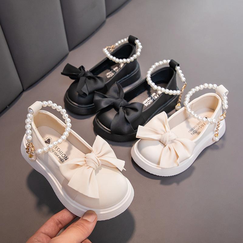 Scarpe da Bambina Scarpe in Pelle Scarpe con Fiocco a Suola Morbida Scarpe da Bambina Scarpe da Principessa Scarpe Mary Jane con Perle Scarpe da Donna