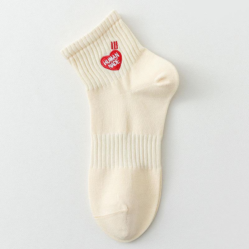 

Женские летние тонкие хлопковые носки-подследники однотонные без косточек короткой длины 1 pair бежевый