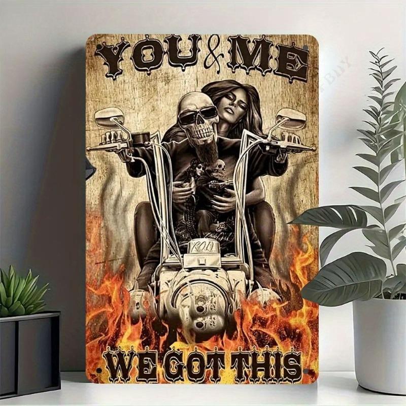 Motorcycle Metal Wall Sign, Garage Bar Decor 20x30cm
