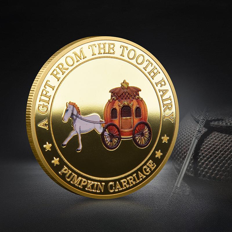 Kinderzähne Ersatz Gedenkspielzeug Zähne Fee Gedenkmünze Goldmünze Farbige Gemäldesammlung Kunsthandwerk Kindergeburtstagsgeschenk