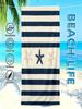 1Pc Navy Stripe Starfish Beach Towel Quick Dry High Absorbency Large Bath Towel For Beach Vacation