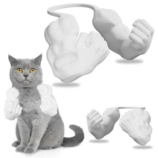 Cat Muscle Arm Costume 3D Printed Cat Neck Arm with Muscle Funny Cat Neck Hanging Decoration Halloween Birthday Party Supplies