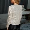 Giacca da Donna Moda Primavera 2025 con Paillettes e Collo Alto - Corta, Versatile ed Elegante.