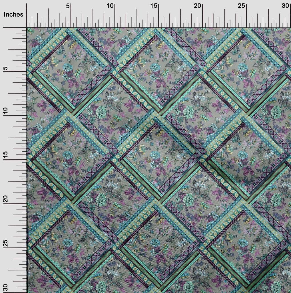 oneOone Cotton Flex Gray Fabric Florals Sewing Craft Projects Fabric Prints By Yard 40 Inch