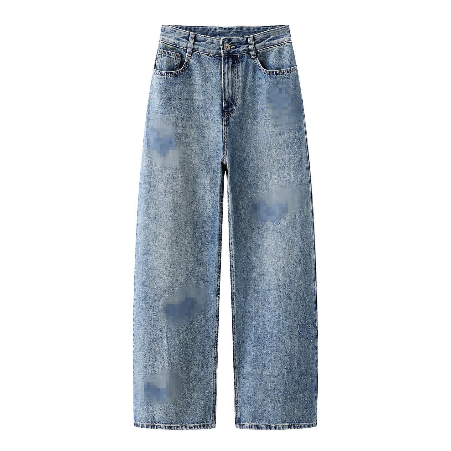 

Available: Spring 2026 Women s Butterfly Patchwork High Waist Jeans - Wide Leg, Floor Length. XS синий