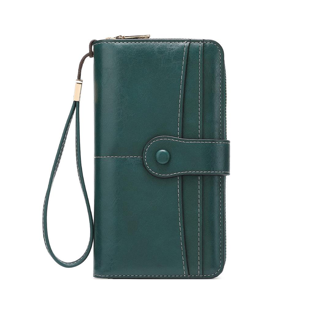New Women's Wallet Zipper Buckle Wallet Retro Large Capacity Long Wallet