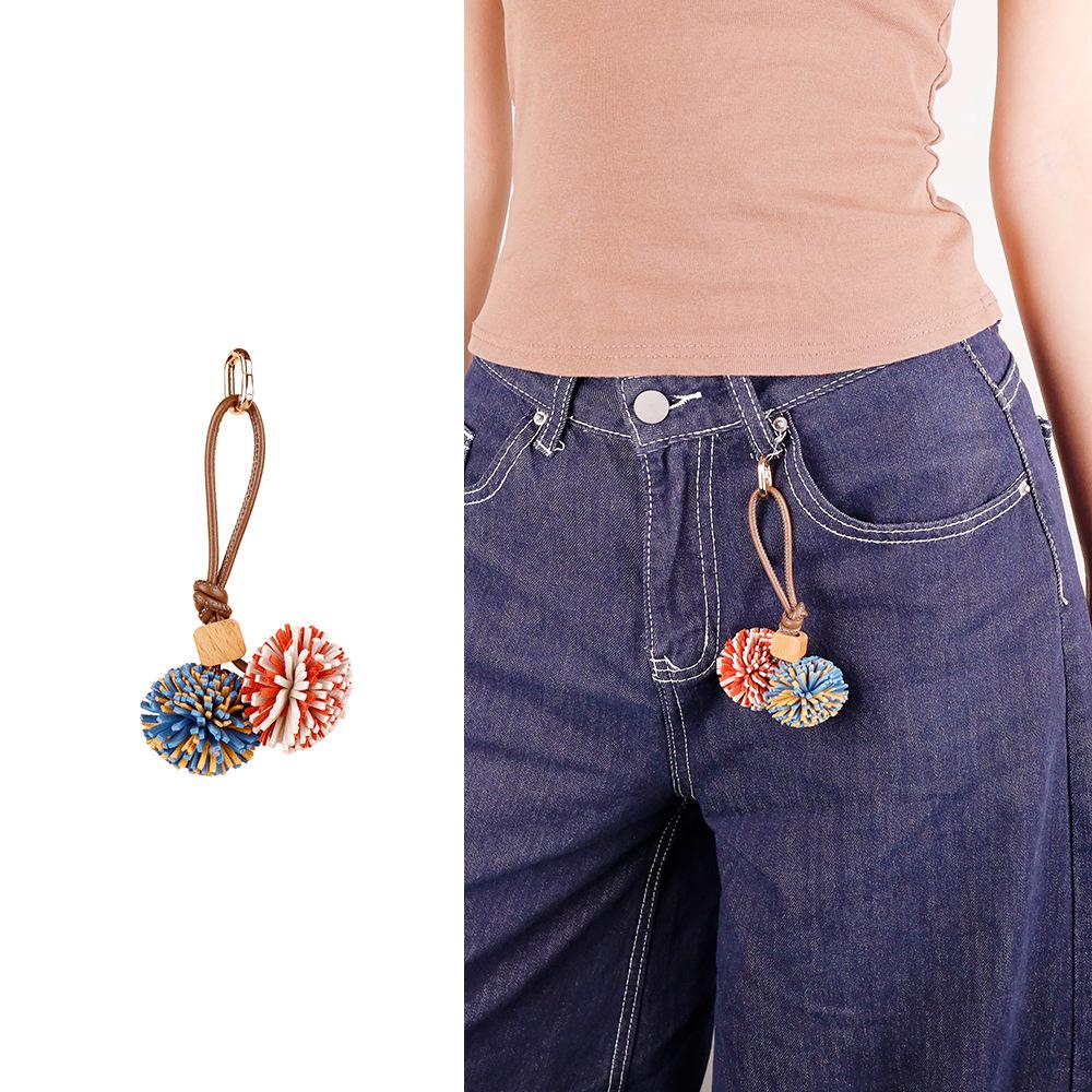 New mixed color miu series bayberry fringed ball jeans pendant bag pendant mobile phone case keychain pendant