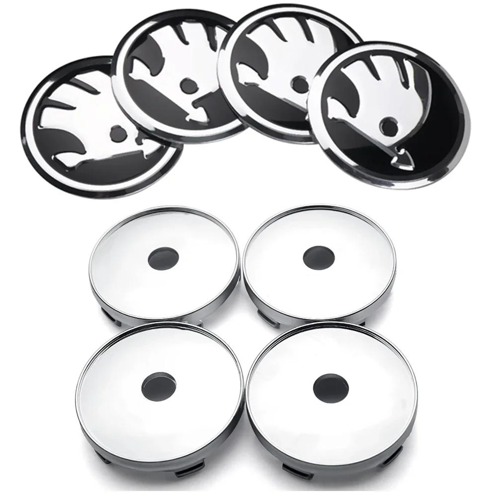 2025 Nuovo 4pz 56/60mm Coprimozzo Centrale per Ruota Auto Tappo Mozzo Emblema Adesivo Sostitutivo per Skoda VRS VII Rapid Fabia Octavia A7 Yeti Sup