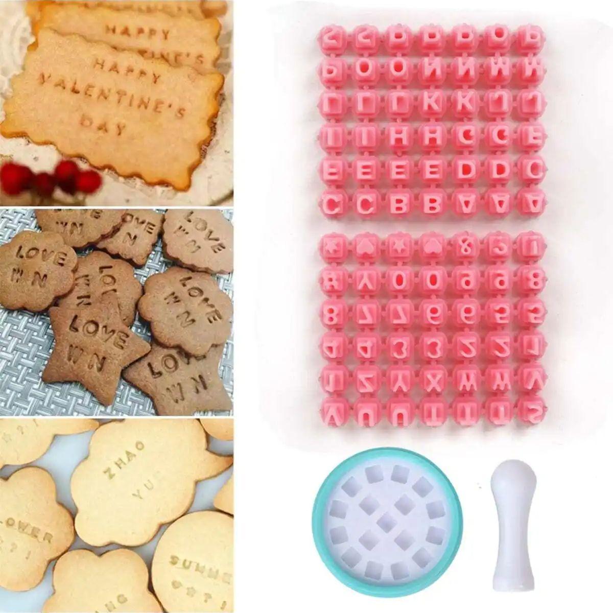 

1set- Alphanumeric Cookie mold Fondant printing mold cookie press разноцветный