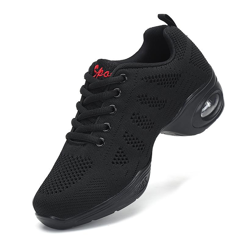 Damskie Oddychające Siatkowe Buty do Tańca z Poduszką Powietrzną Codzienne Sneakersy na Platformie Antypoślizgowa Miękka Podeszwa Nowoczesne Buty do Tańca Jazzowego