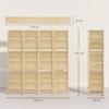 Indoor Room Divider 4 Panels 160L x 170H cm 3 Shelves Foldable Room Separator Louvred Doors Natural
