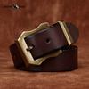 Móda Osobnost Retro Zesílený Hladký Vrchní Vrstva Hovězí Kůže Pravá Kůže Pánský Opasek Drsný Chlap Měděná Přezka Opasek