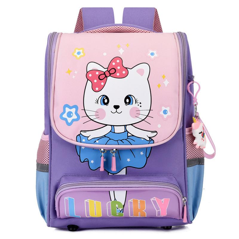 Cute Space-themed School Backpack For Boys And Girls Durable Nylon Elementary Bag With Padded Straps фиолетовый