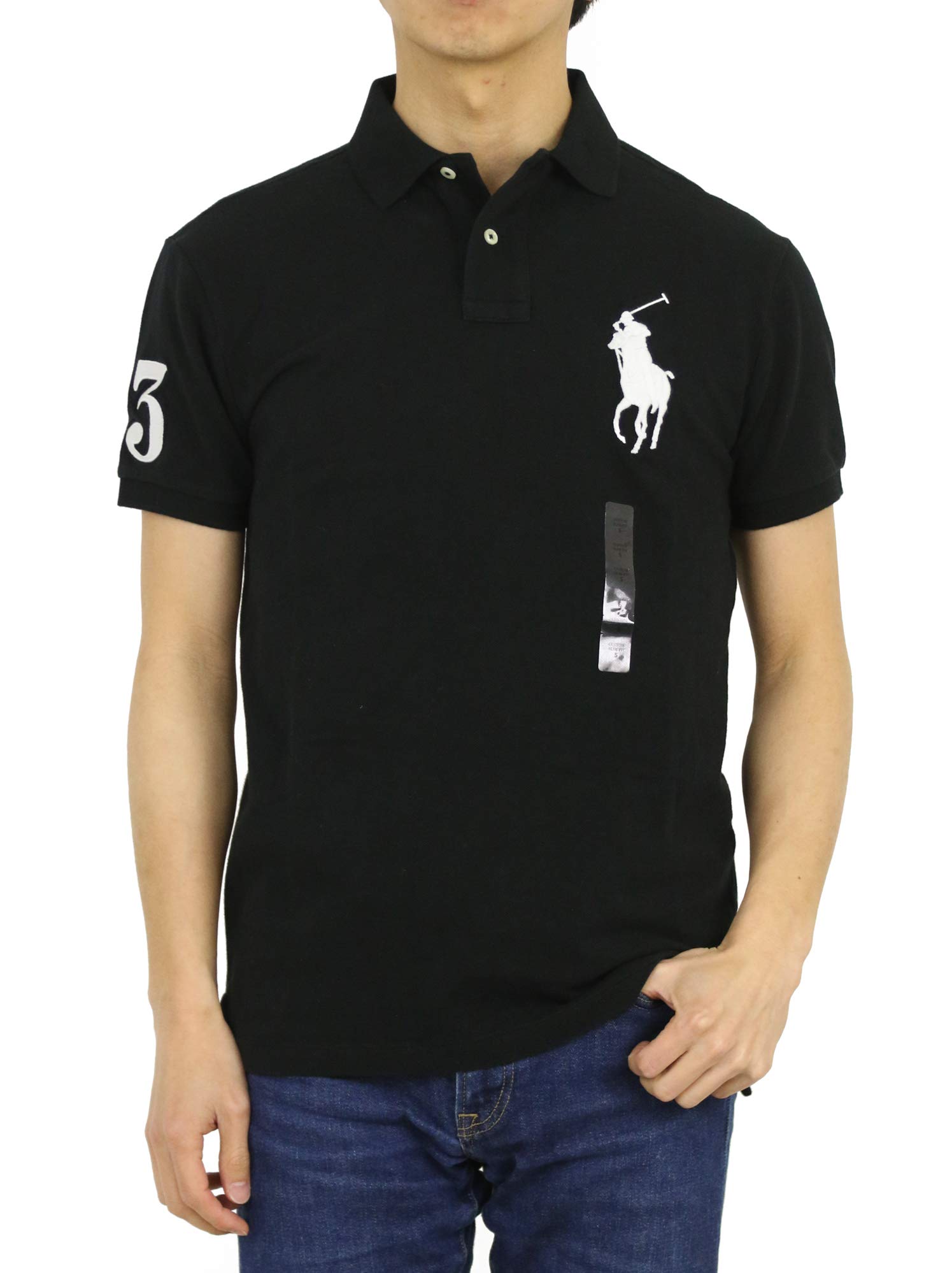 

Polo Ralph Lauren Футболка-поло с коротким рукавом Custom Slim Fit с вышивкой Big Pony, размер мужской, маленький, черно-белая (Код товара 0105621)