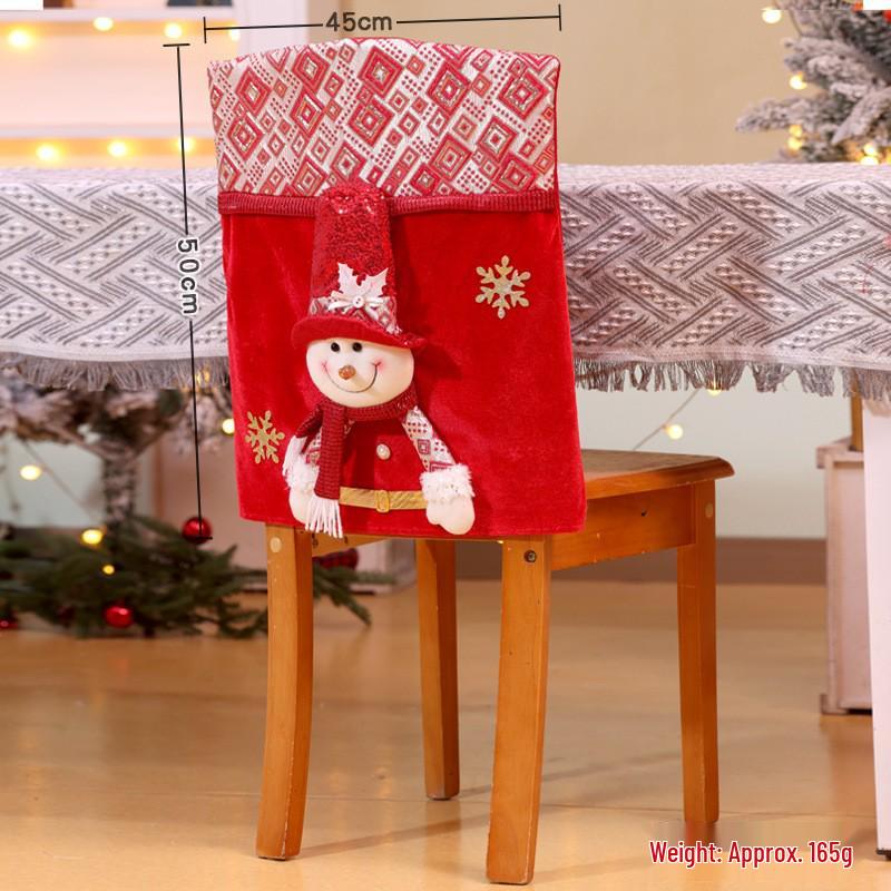 Christmas Santa and Snowman Chair Back Covers - Festive Restaurant Decorations