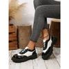 Color-blocked Low-top Shoes for The Fall of 2025 New Platform Lace-up Muffins Plus Size Small Leather Shoes for Women