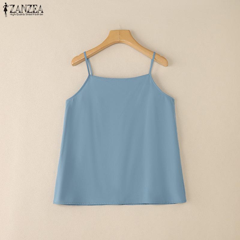 ZANZEA Womens Summer Solid Color Casual Sleeveless Straps Sling Camisoles