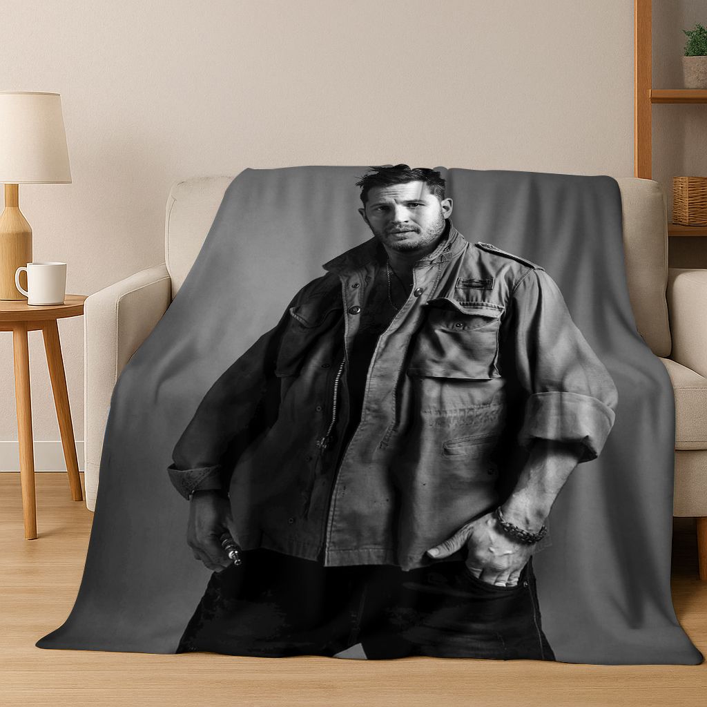3D Tom Hardy Art Actor Star Flannel Blanket,Cozy Soft Throw Blanket for Home Bedroom Bed Sofa Picnic Office Cover Kids Gift