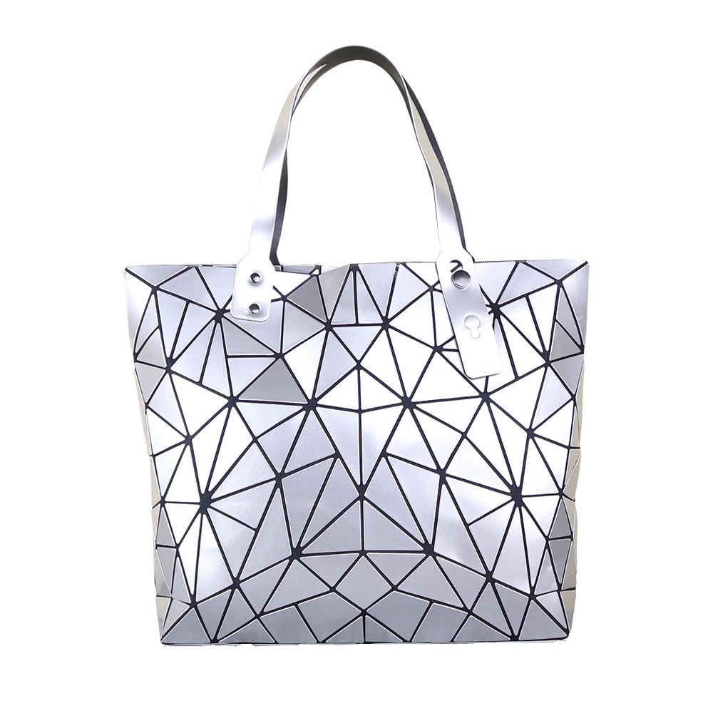 Tide Tote Bag New Geometric Rhombus Glossy Large-capacity Handbag Women's Changeable Folding Deformation Shoulder Bag