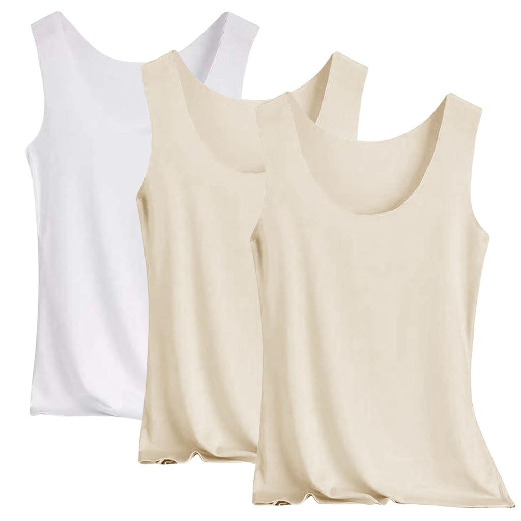 Women's Solid Color Tank Top Seamless Silk Undershirt Sleeveless Shirt