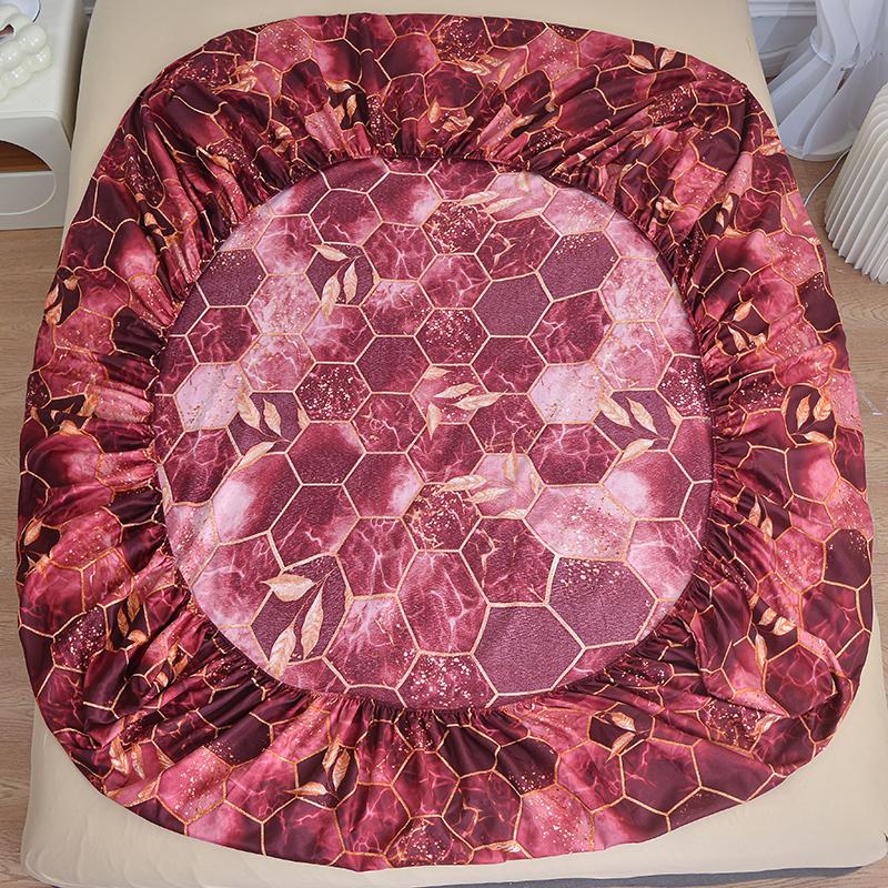 Red Plaid Fitted Sheet Elastic Band Breathable Bed Cover Mattress Protector No Pillowcase Home Decor
