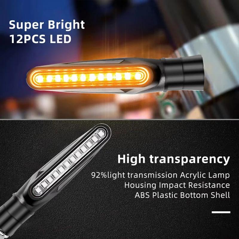 2pcs E24 LED Light 12 SMD Moto Led Flowing Water Blinker Bendable Flashing Signals Lamp Suitable for Various Motorcycle Models