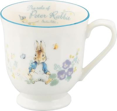 Yamaka Shoten Peter Hase Kaffeetasse, 340ml, ca.. 10x10cm Durchmesser, Shabby Chic Blumendesign, Weiß, PR651-11