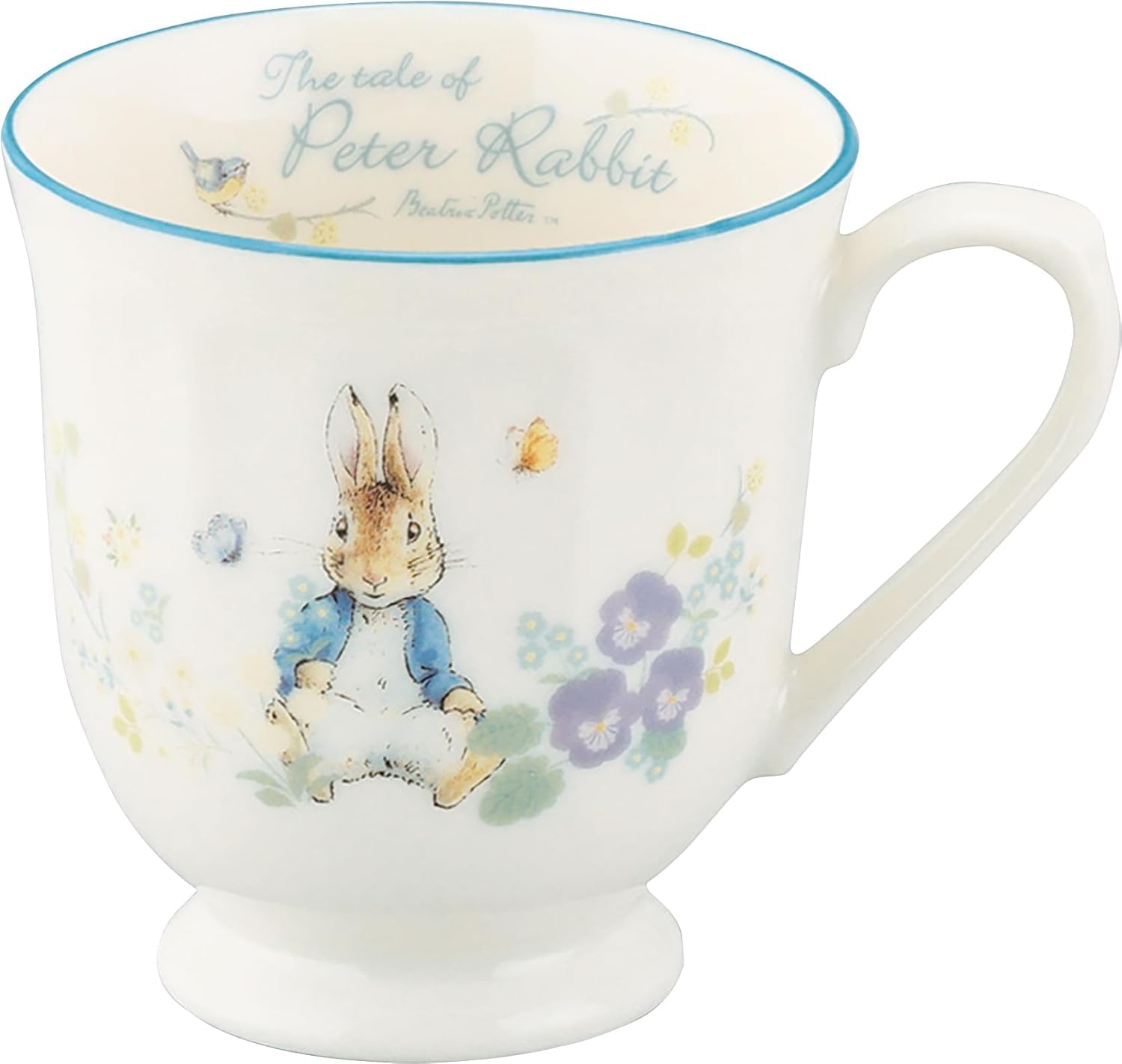 

Yamaka Shoten Peter Rabbit Coffee Mug, 340ml, Approx. 10x10cm Diameter, Shabby Chic Flower Design, White, PR651-11