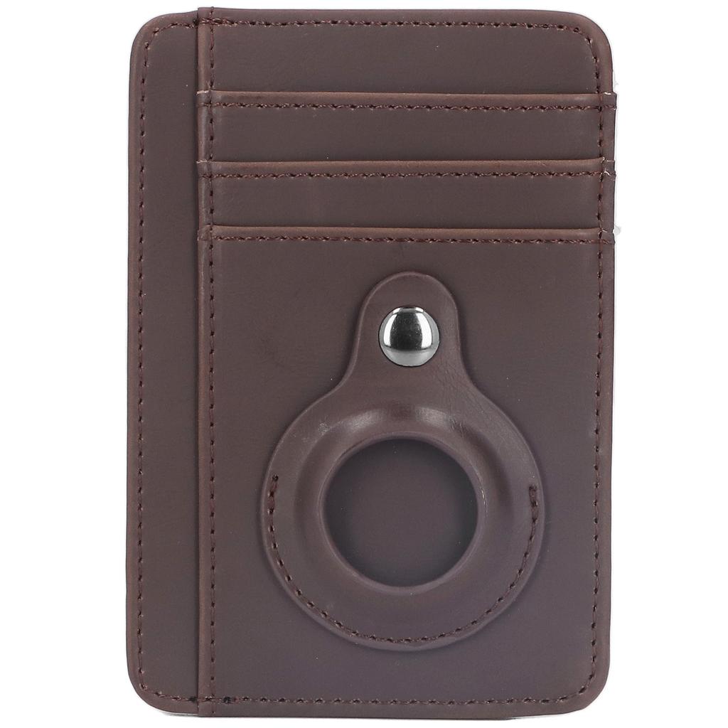 Card Wallet Coffee Color Durable PU Leather Slim Design Portable RFID Blocking for IOS Locator Design RFID Wallet
