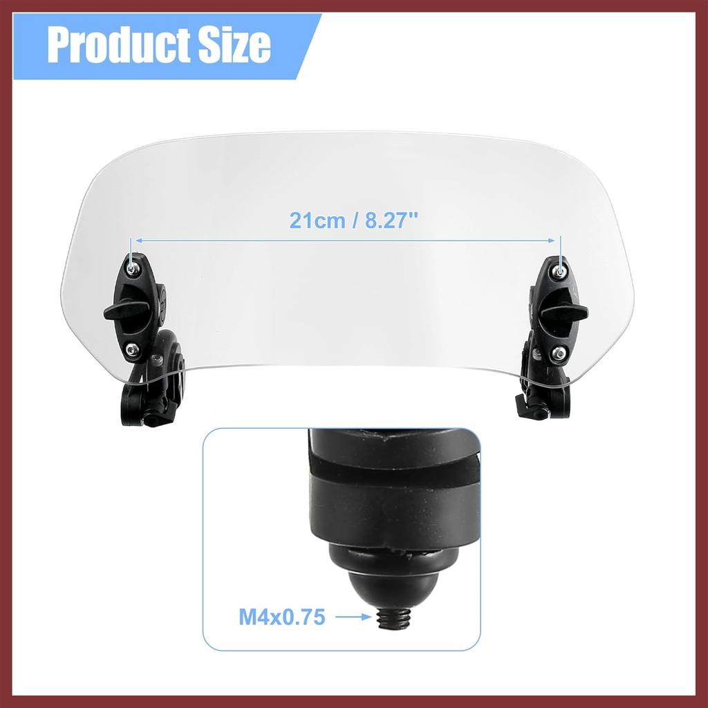 28,5 cm Motorrad-Windschutzscheibe Motorrad-Windabweiser Klare Linse Verstellbare Klemme Windschutzscheiben-Verlängerung Universelle Passform für die meisten Motorroller