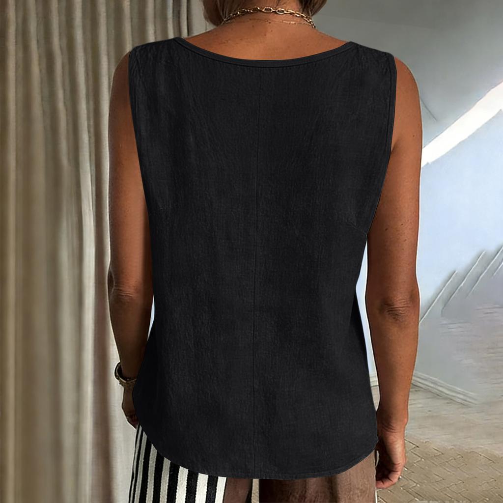 Women's Color Cotton And Linen Camisole Loose Inner Short Sleeve Versatile Bottoming Top