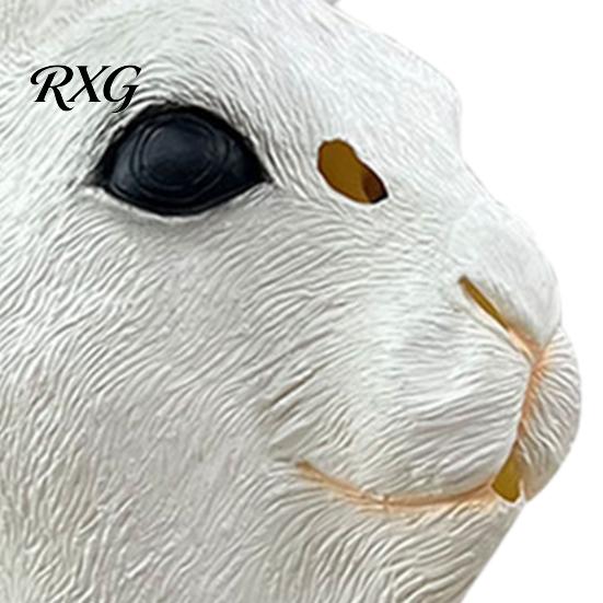 Maschera di Halloween con Visione Illimitata, Testa di Coniglio per Adulti, Cappuccio in Lattice di Coniglio Realistico, Costume Animale Morbido Ecologico, Accessorio per Festa di Carnevale Cosplay