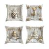 1/4Pcs 45x45CM Christmas Linen Throw Pillow Cover Santa Claus Snowman Reindeer Xmas Tree Pillow Case Living Room Bedroom Sofa Bed Square Cushion Cover